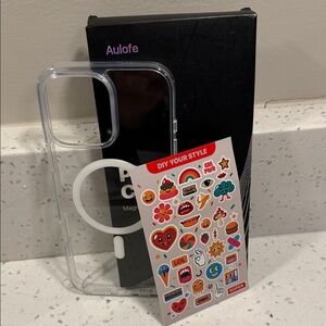 Clear iPhone 16 Pro Max MagSafe Case with stickers. Brand New